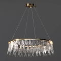 Modern Hanging Crystal Chandelier With Decorative Metal Frame And Illuminated Pendants