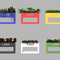 Colorful Planters With LOGO And Various Plants For Outdoor Decoration