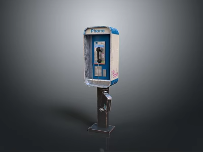 Traditional Public Phone Booth With Blue Beige Design Coin Slot And Handset 3d model