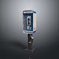 Traditional Public Phone Booth With Blue Beige Design Coin Slot And Handset