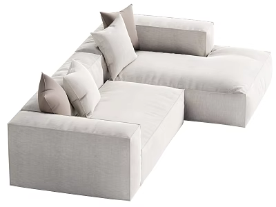 Modern Light Gray Sectional Sofa with Comfortable Fabric Upholstery and Plush Cushions 3d model