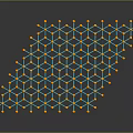 Blue And Yellow Nodes Molecular Grid Structure On Dark Background With Reflective Surface 3d model