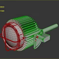 Industrial Electric Motor With Ribbed Heat Sink Fins Cylindrical Shaft And Mounting Bracket