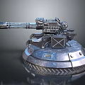 Sci-Fi Mechanical Turret Design With Metallic Rotating Base And Long Barrel 3d model