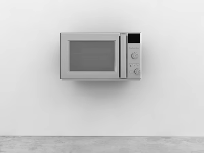 Stainless Steel Microwave Oven Mounted On White Kitchen Wall For Modern Kitchen Use 3d model