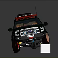 Green Pickup Truck With Red Roof Rack Spare Tire Storage Boxes And Copper Wheels