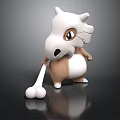 Cute Cartoon Creature Character With White Head Brown Body Holding Bone
