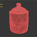 Hand Carved Clay Jar Sculpture With Reddish Brown Textured Surface And Lid