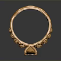 Elegant Ornate Golden Fashion Ring with Rose Carvings and Two Gemstones