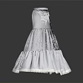 Elegant White Layered Skirt With Ruffled Hem And Lace Trim Details