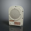 White Desktop Computer Speaker With Circular Mesh Grille And Metal Plate Button Design
