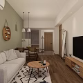 Modern Apartment Interior Design With Light Green Walls Wooden Floor And White Sofa