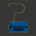 Blue Vintage Radio With Black Handle And Front Speaker Controls