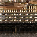 Luxury Modern Bar Interior Design With Marble Counter Liquor Shelves Pendant Lights And Sofa Seats