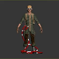Helicopter Pilot in Green Flight Suit With Goggles Helmet and Red White Ropes