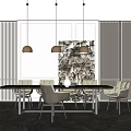 Modern Dining Table and Chair Combination 3d model