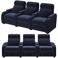Navy Blue Recliner Sofa Set With Multiple Comfortable Seats For Home Theater