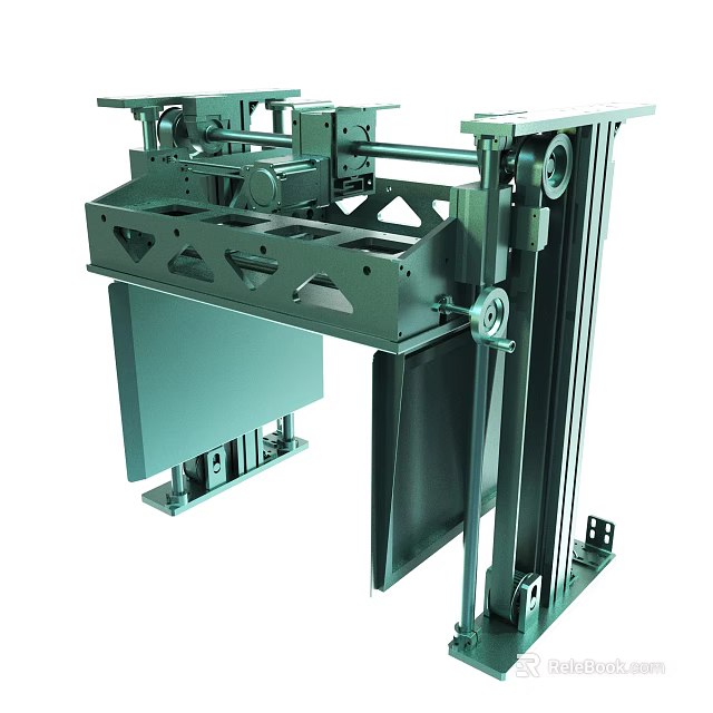 Industrial Metal Mechanical Structure With Gear Components And Support Frames 3d model 