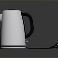 Modern Silver Electric Kettle With Black Handle And Power Cord 3d model