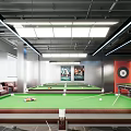 Modern Billiard Room Interior Featuring Green Felt Pool Tables Leather Sofas And Ceiling Lighting 3d model