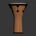 Natural Wooden Djembe Drum Musical Instrument With White Drumhead And Black Embellishments