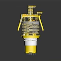Offshore Oil Drilling Platform Structure With Multi level Decks Ladders And Railing