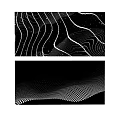 Modern Abstract Wave And Geometric Line Patterns On Dark Background Design