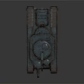 Rusty Blue Military Tank With Turret Heavy Tracks And Vintage Weathered Design