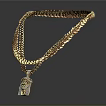 Elegant Gold Plated Necklace With Intricate Braided Chain And Ornate Pendant