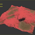 Detailed 3D Mountainous Terrain Model With Rugged Valleys And Elevation Textures