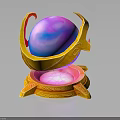 Elaborate Decorative Golden Base Supporting Colorful Glowing Sphere With Intricate Patterns