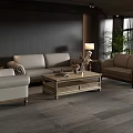 Classic Retro Genuine Leather Sofa And Coffee Table Set For Elegant Modern Living Room Interior