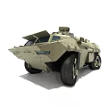 Sand Colored Armored Functional Vehicle With Top Mounted Weapon And Sturdy Design 3d model