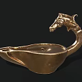 Golden Horse Head Shaped Decorative Container With Curved Handle Design