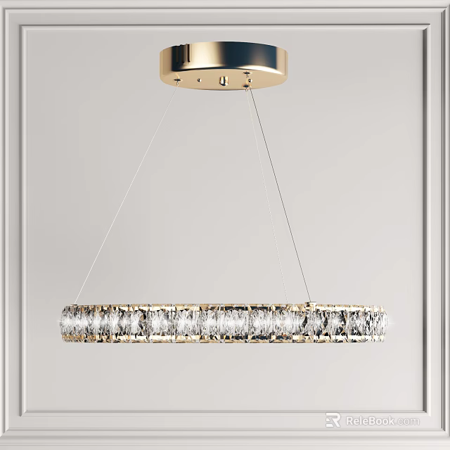 Modern Round Crystal Chandelier With Gold Base And Sparkling Design Elements 3d model