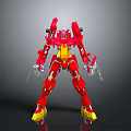 Red And Yellow Cosmic Robot With Mechanical Structure For Space Exploration