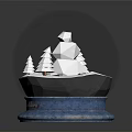 Decorative Ornament Set Including Snow Globe with Snowman Christmas Trees and Small House Design