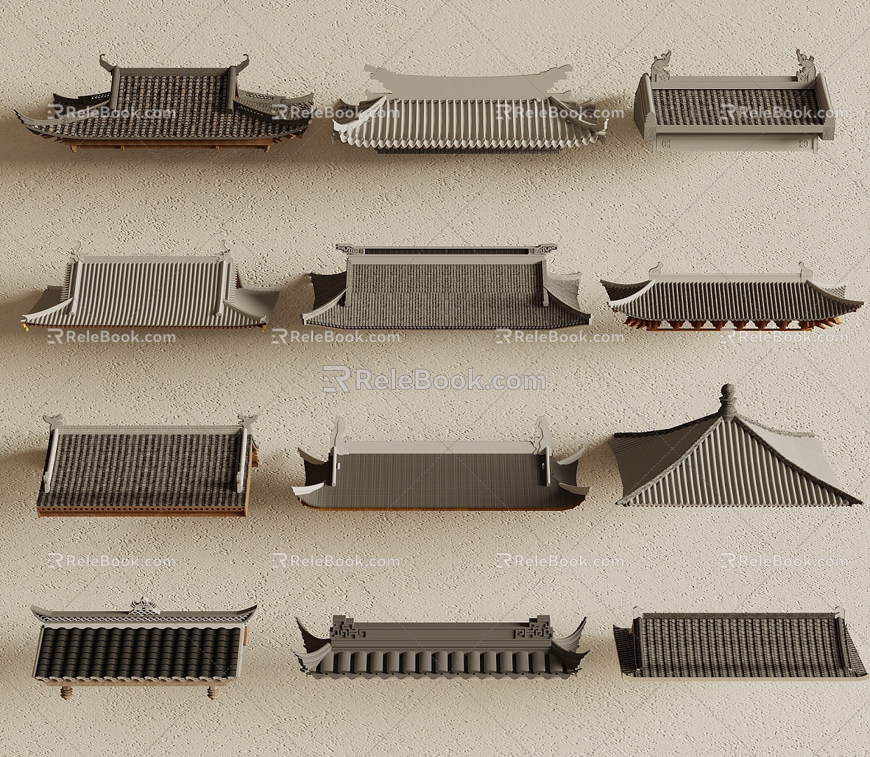 Chinese Eaves Roof 3d model