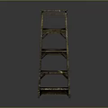 Two Old Wooden Ladders With Yellow And Blue Paint Marks As Household Items