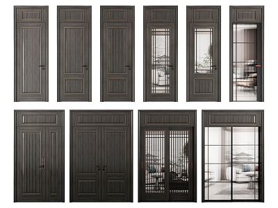 New Chinese Style Swing Door Single Door Combination 3d model