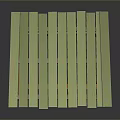 Outdoor Wooden Garden Structure With Sloped Green Roof And Support Frames