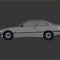 Silver Two Door Coupe Car With Black Wheels And Shiny Exterior Design