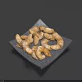 Freshly Baked Golden Croissants on Square Black Plate with Flaky Buttery Texture