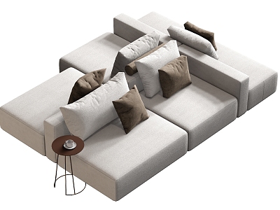 Modern Combination Sofa Cloth Sofa Coffee Table Combination 3d model