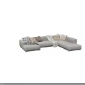 Leisure Sofa Set with L shaped Design Multiple Patterned Cushions and Soft Throw Blanket 3d model