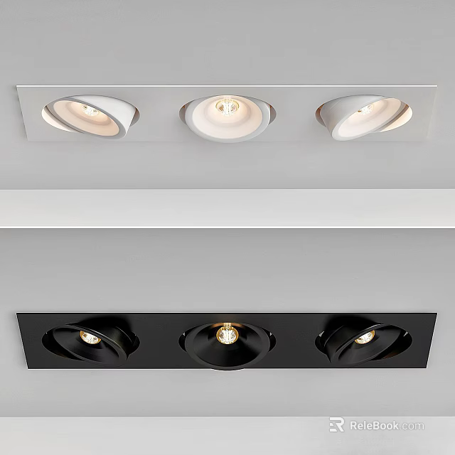 Modern Recessed Downlights And Spotlights In White And Black For Indoor Lighting 3d model 