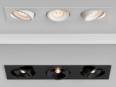 Modern Recessed Downlights And Spotlights In White And Black For Indoor Lighting 3d model