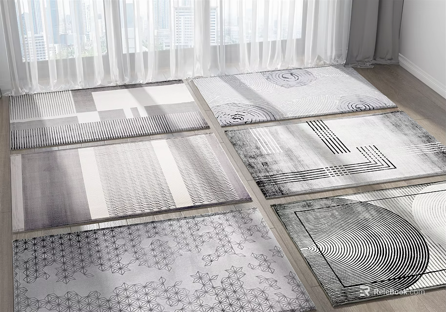 Modern Square Rugs With Geometric Abstract Patterns For Living Room Floor Decoration 3d model 
