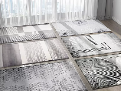 Modern Square Rugs With Geometric Abstract Patterns For Living Room Floor Decoration 3d model