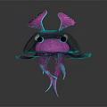 Glowing Pink And Blue Jellyfish Like Creature With Transparent Body And Big Eyes
